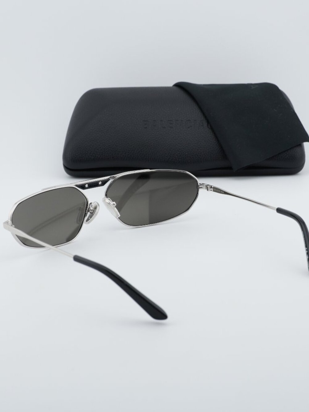 Balenciaga BB0245S 002 Unisex Geometric Sunglasses - Silver / Silver Mirror - Picture 6 of 12